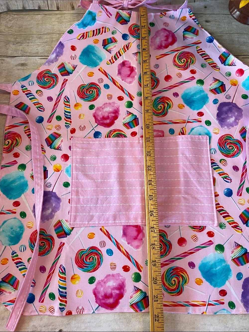 Kids Apron Pink & Candy  Fits Ages 3 - 10 Years Old Two Sided Cotton